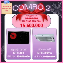 Combo 2 Kaff: Bếp điện từ đôi + Máy hút mùi